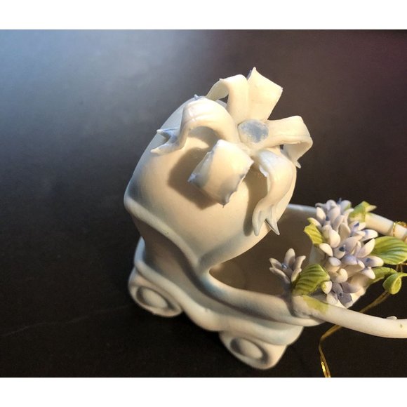 Porcelain Blue Baby Carriage Arte Porcelain designed by JS Collection Signed - Picture 9 of 12